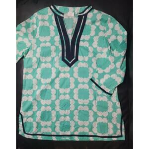 Crown & Ivy Beach Cottagecore Peasant Seashell Top Sz L Boho Coastal Lightweight